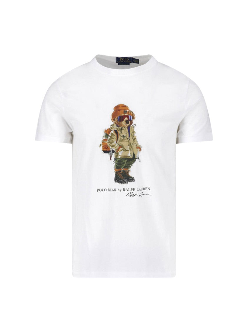 Polo Ralph Lauren White Polo Bear Ribbed Detail Cotton T-Shirt