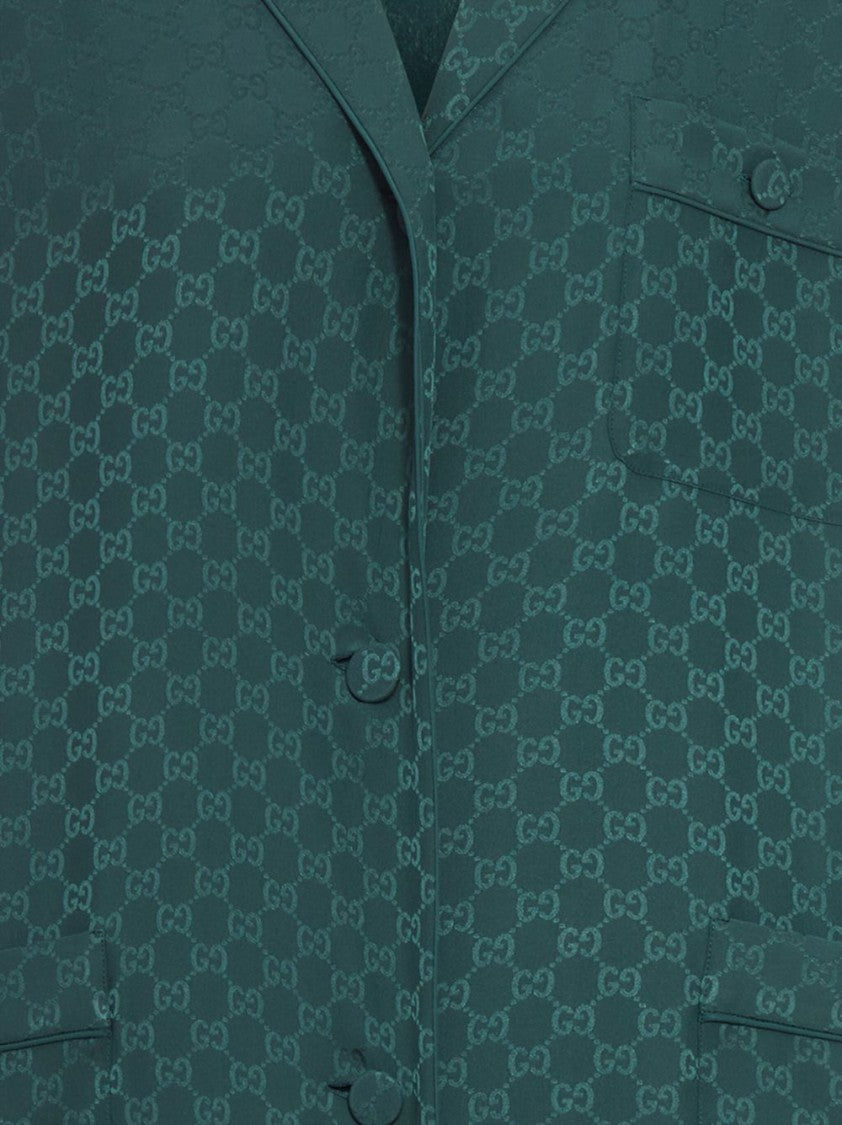 Gucci Monogram Pattern Silk Shirt