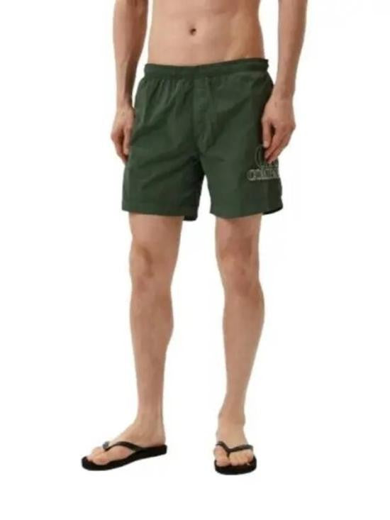 C.P. Company Relaxed-Fit Dark Green Swim Shorts With Logo Detail