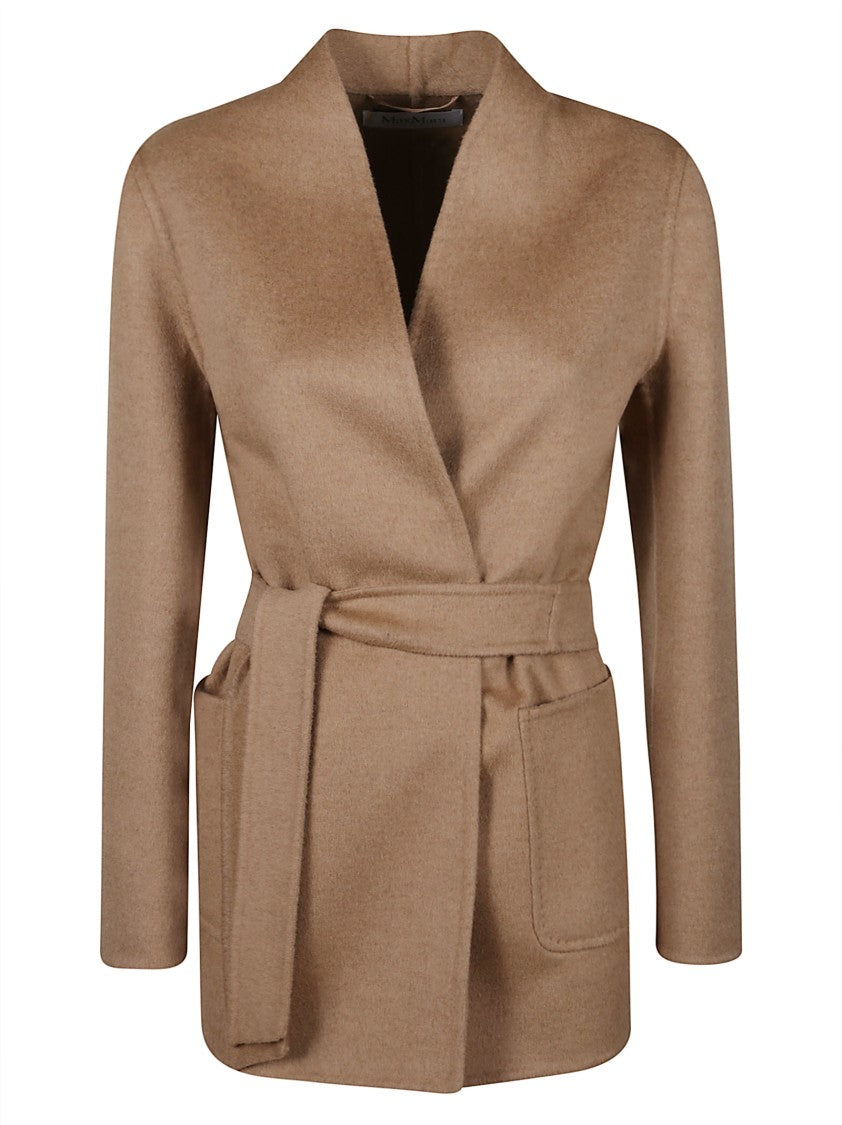 Max Mara Belted Tailored Jacket With Shawl Collar And Patch Pockets