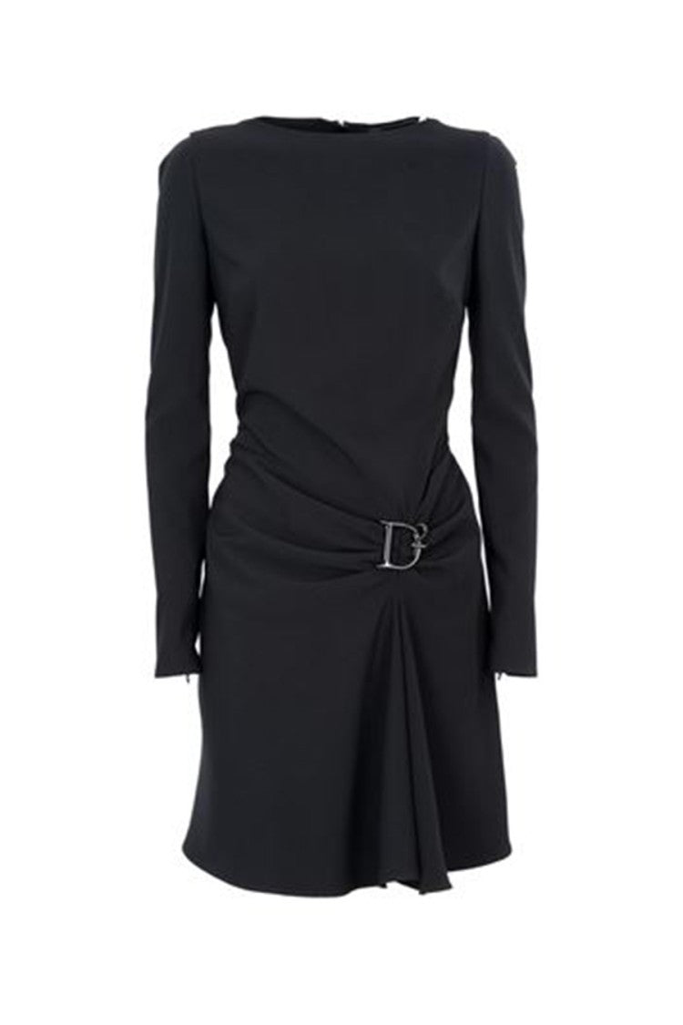 Dsquared2 Fitted Mini Dress Gathered Waist Buckle
