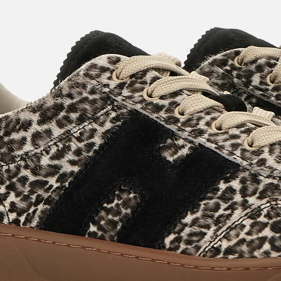 Hogan Leopard Print Textured Fur Sneakers