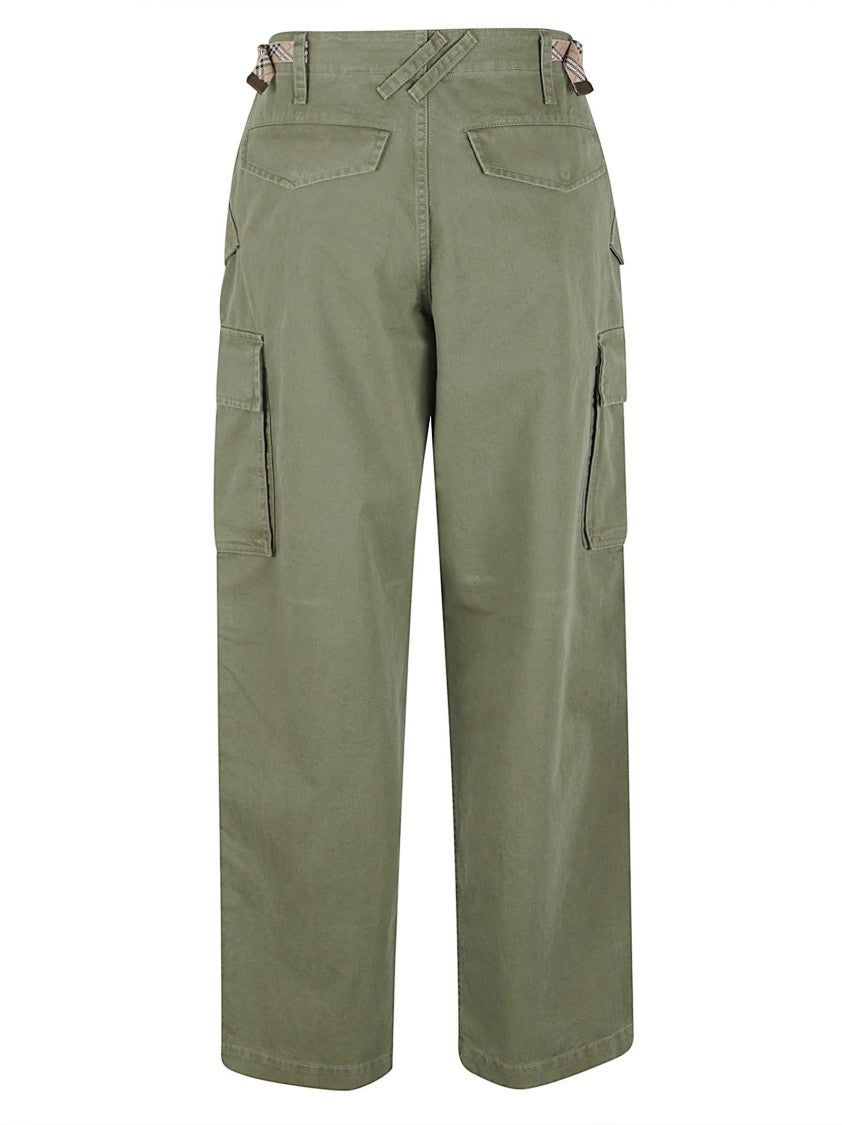 Burberry High-Waisted Oversized Cotton Trousers With Utility Pockets