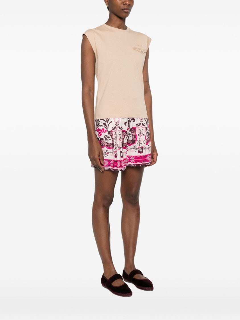 Twin-Set Beige Embroidered Chest Pocket T-Shirt