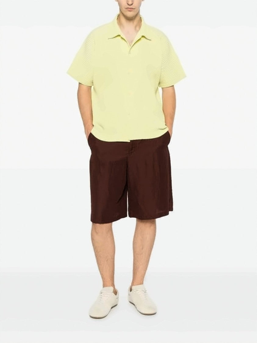 Homme Plissé Issey Miyake Distinctive Pleated Short-Sleeve Shirt With Classic Collar