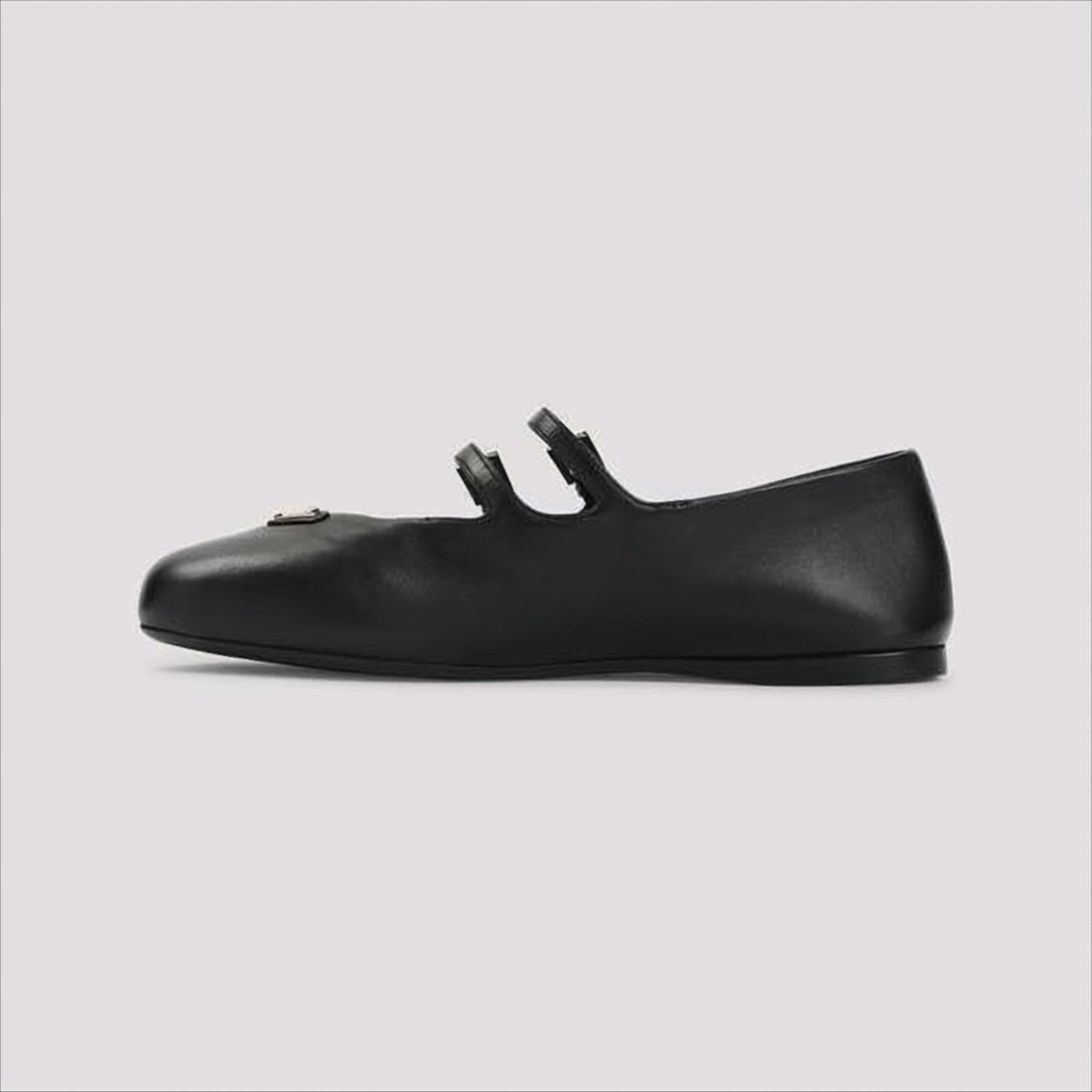 Prada Rounded Toe Black Lambskin Flat Shoes