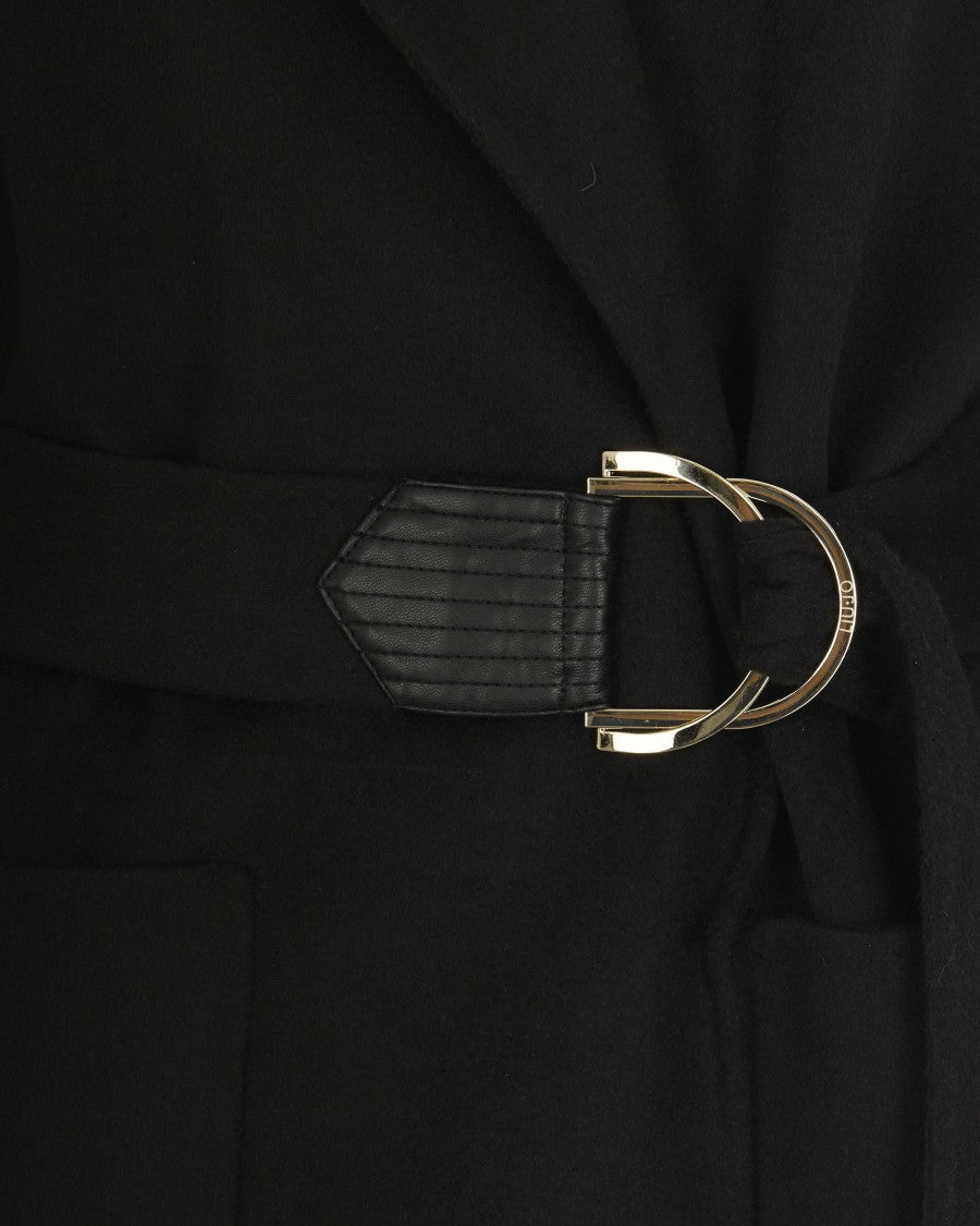 Liu Jo Black Wool Coat With Belt