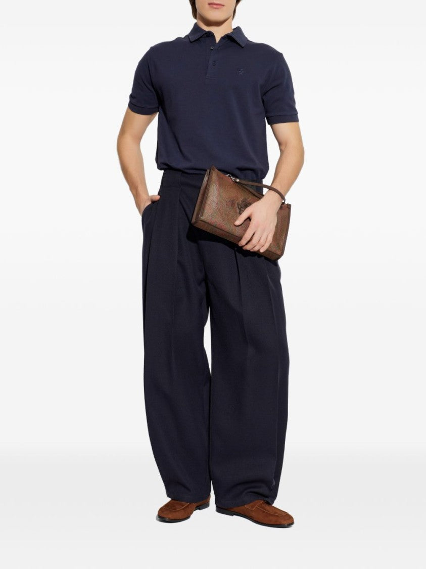 Etro Navy Polo Shirt With Classic Collar