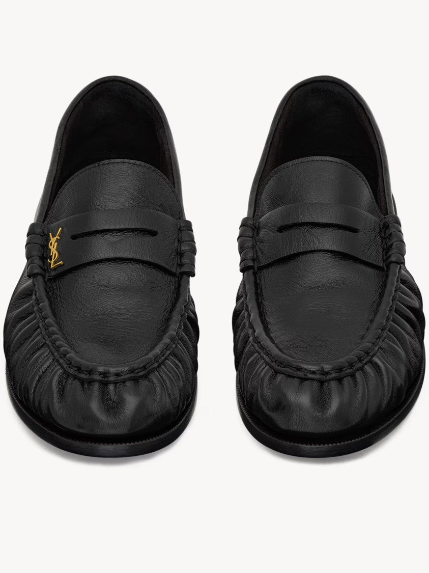 Saint Laurent Gathered Leather Loafers