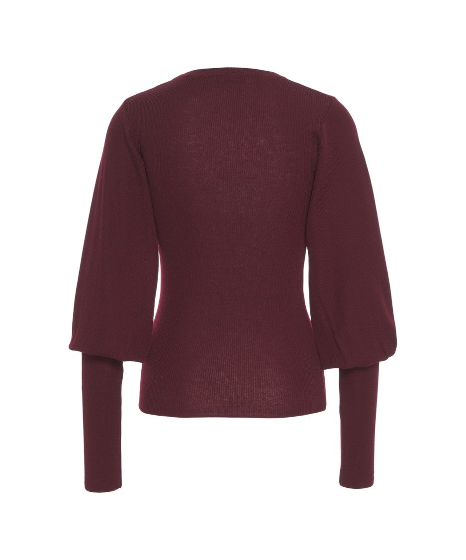 Grifoni Tailored Fitted Sweater With Voluminous Puff Sleeves