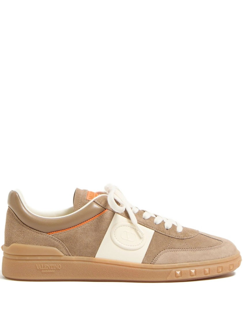 Valentino Beige Upvillage Suede Low-Top Sneakers