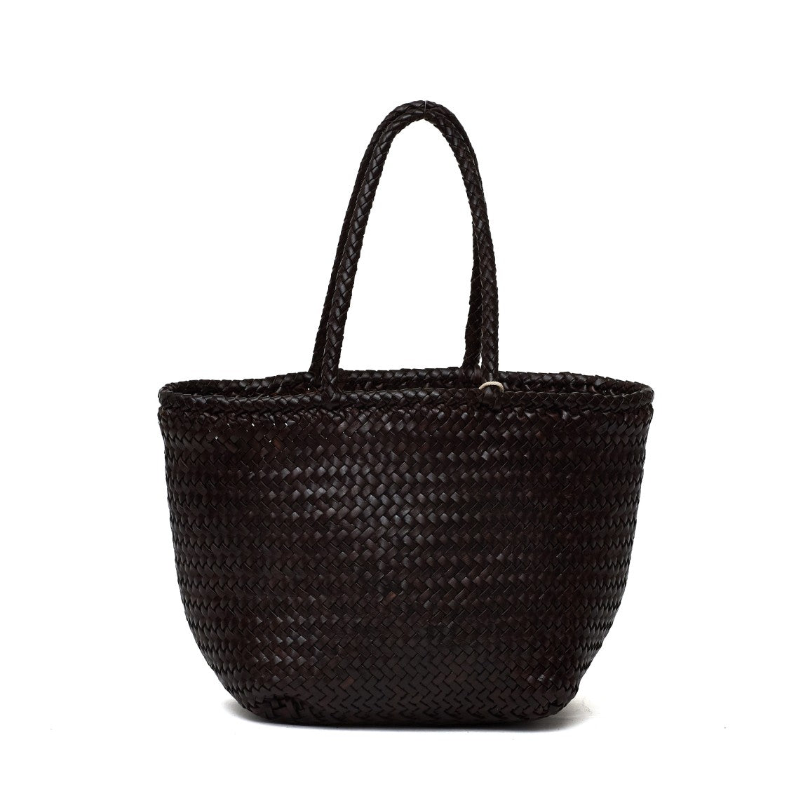 Dragon Diffusion Handwoven Black Buffalo Leather Small Diagonal Jump Basket