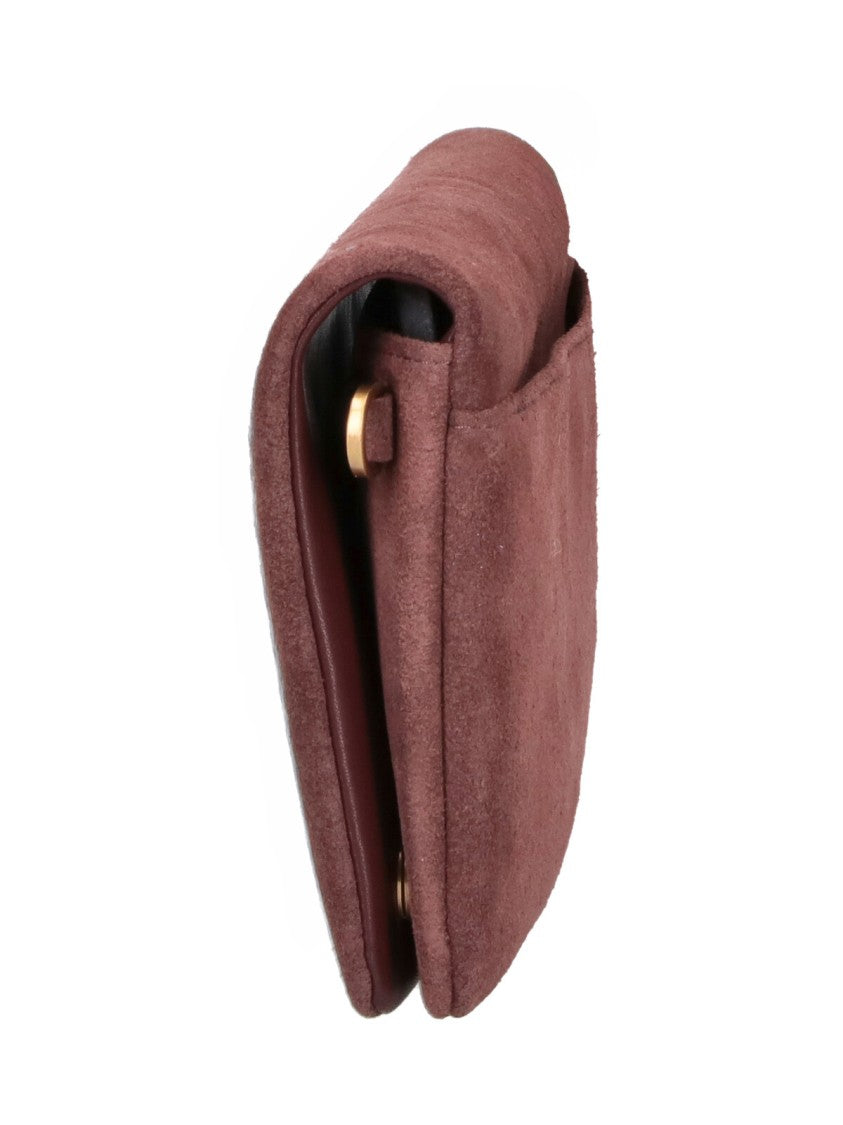Pinko Brown Love Click Soft Horizontal Suede Shoulder Bag
