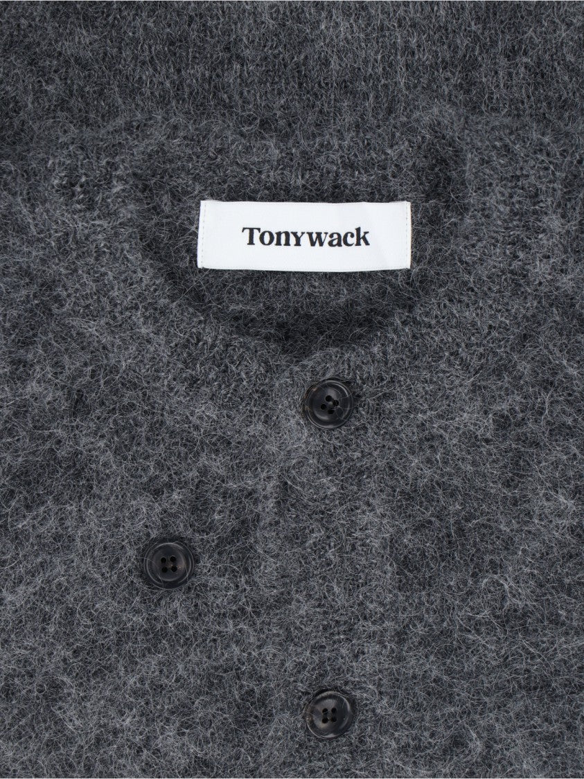 Tonywack Cropped Grey Cardigan In Mohair