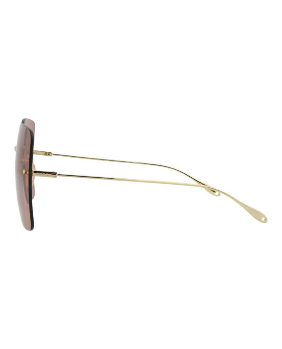 Gucci Square-Frame Gold Metal Sunglasses With Removable Logo Danglers