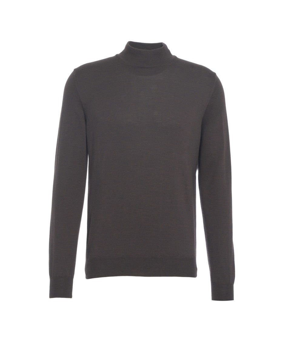 Kangra Grey Turtleneck Sweater With Ribbed Details