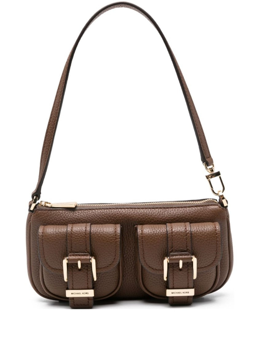 Michael Kors Textured Brown Leather Shoulder Bag