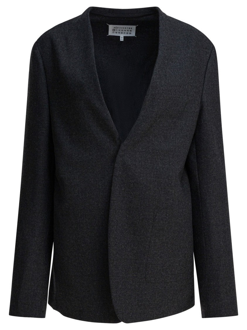 Maison Margiela Virgin Wool Blazer With Geometric Silhouette And Distinctive Topstitches