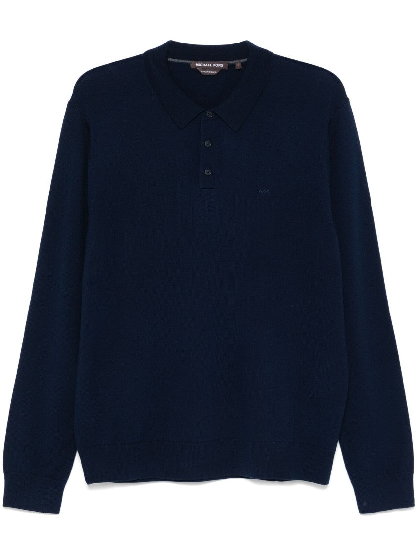 Michael Kors Soft Merino Wool Classic Long Sleeve Polo Shirt