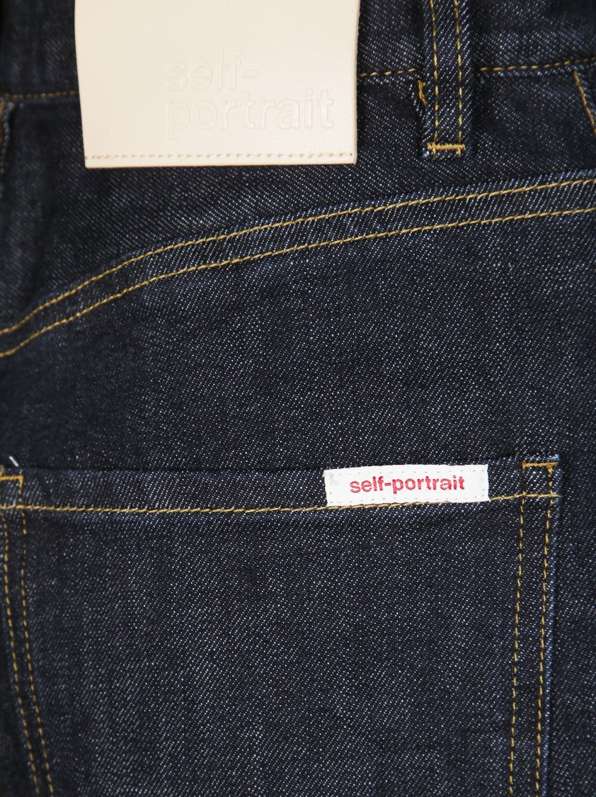 Self-Portrait Indigo Wide-Leg Denim Jeans With Classic Five-Pocket Design