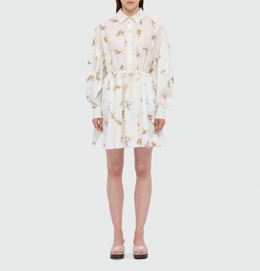 Msgm Floral Print Gathered Mini Dress
