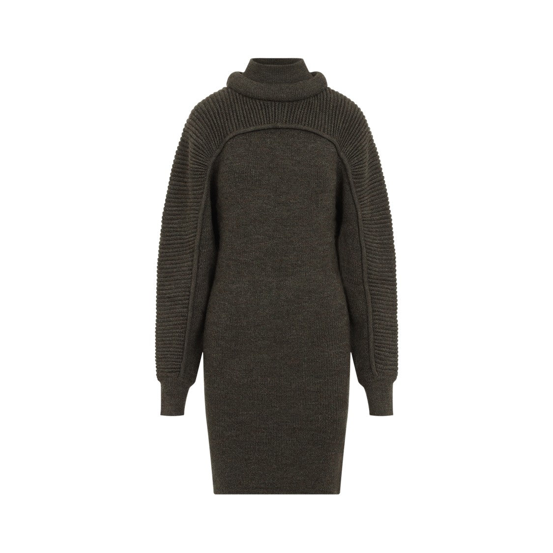 Isabel Marant Green Wool Fitted Turtleneck Dress