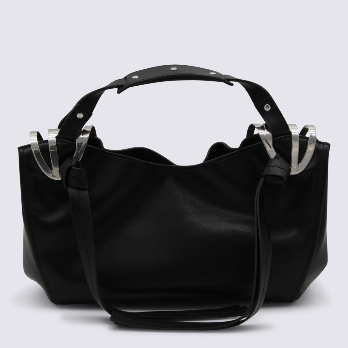 Diesel Sleek Black Handbag With Angular Silver Hardware