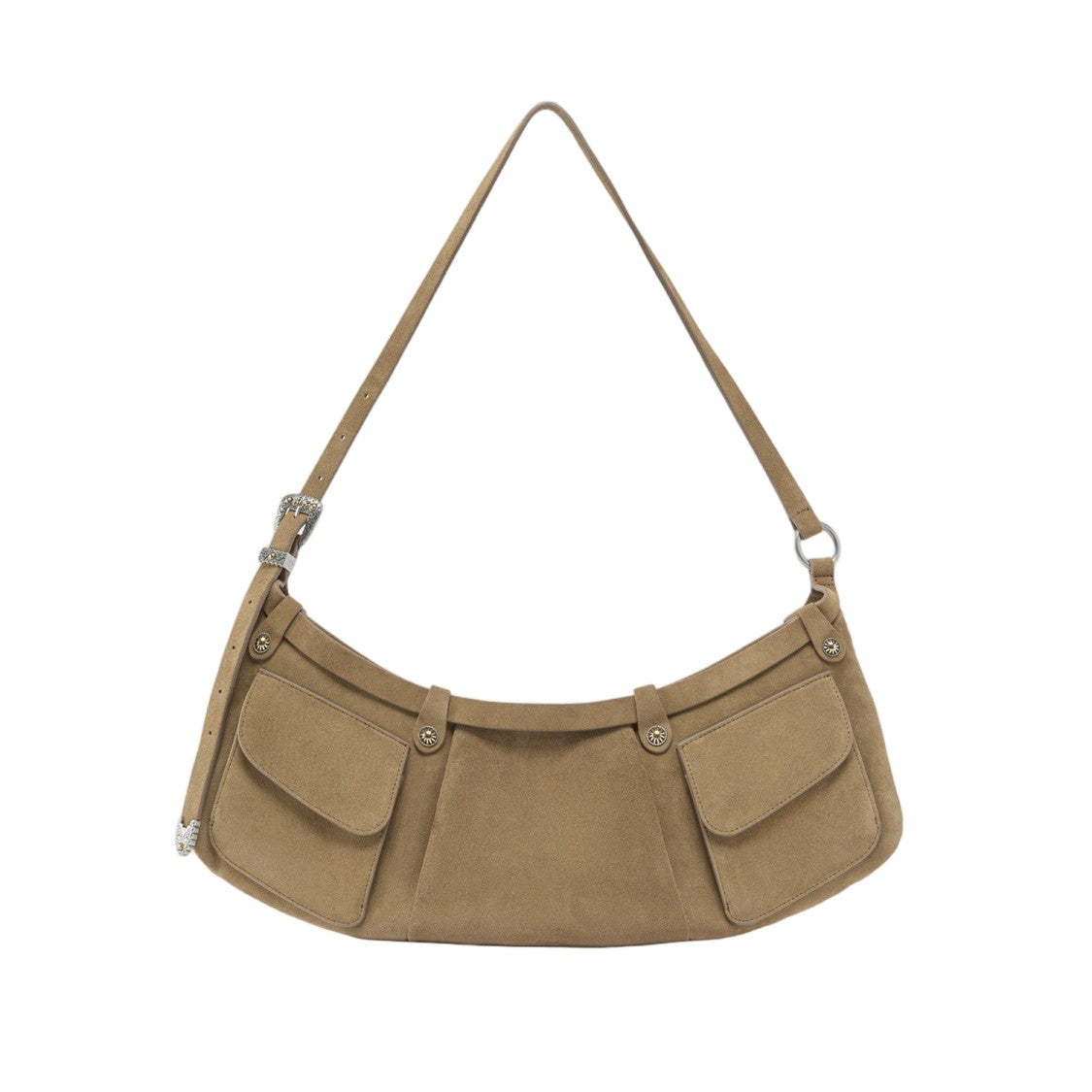 Pinko Pocket Body Suede Shoulder Bag With Pockets