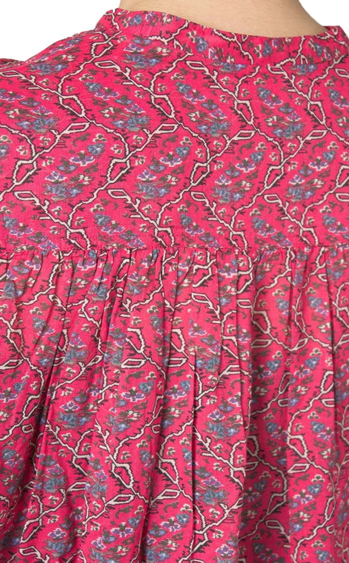 Isabel Marant Floral Print Tunic With Voluminous Sleeves