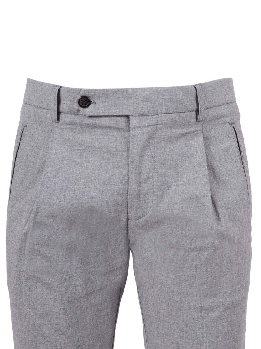 Berwich Grey Tailored Cuffed Straight-Leg Pants