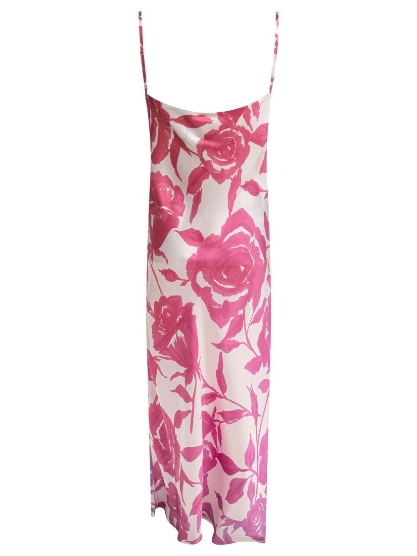 Sleep No More Floral Pattern Silk Slip Dress