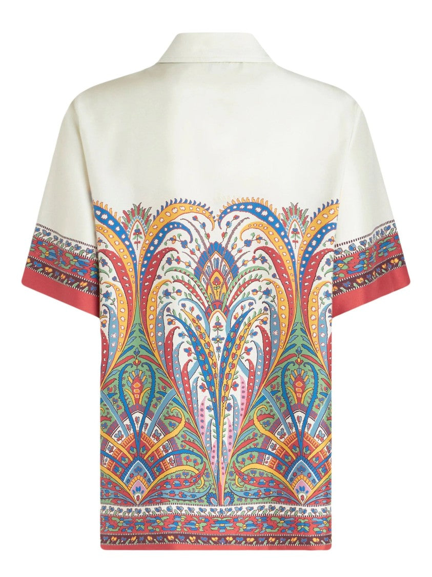 Etro Short Sleeve Silk Shirt With Paisley Print