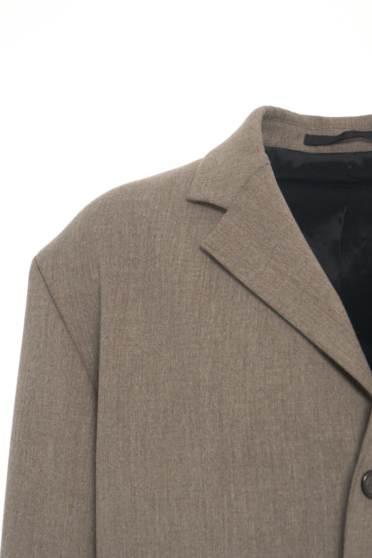 Paolo Pecora Brown Single-Breasted Blazer With Notched Collar And Flap Pockets