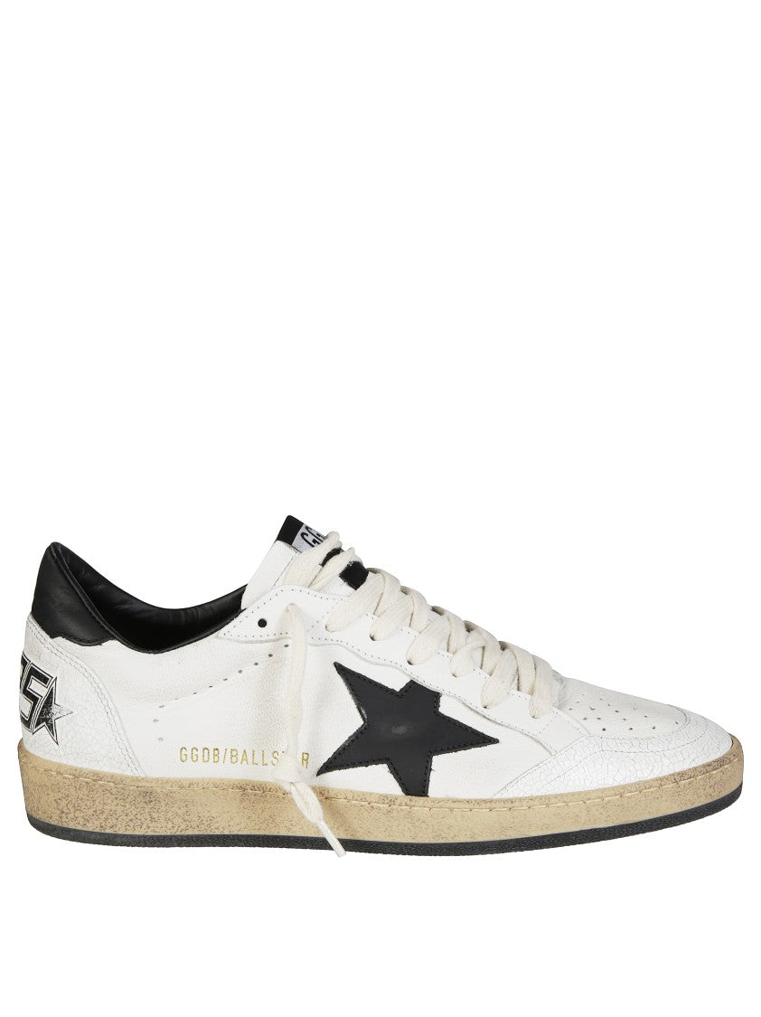 Golden Goose Ballstar Distressed Nappa Leather Black Accent Low-Top Sneakers