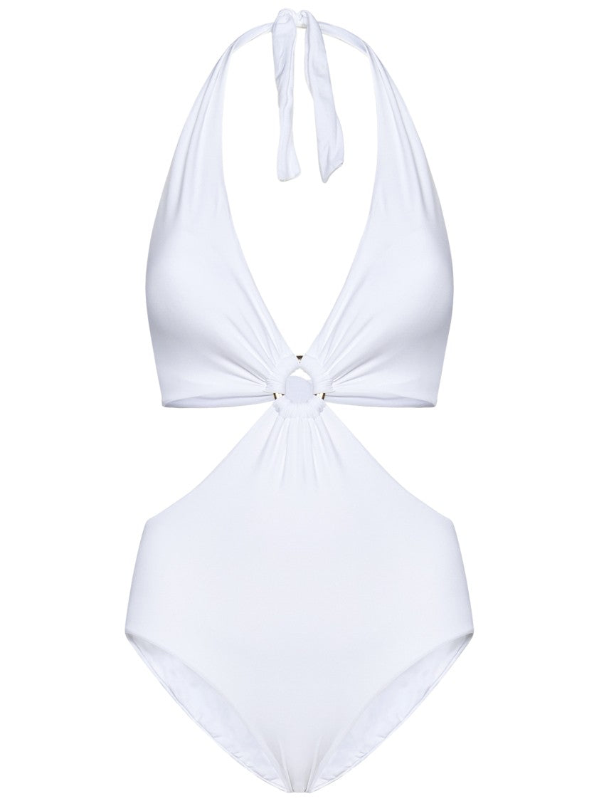 Fisico White Microfiber Trikini With Gold Hardware