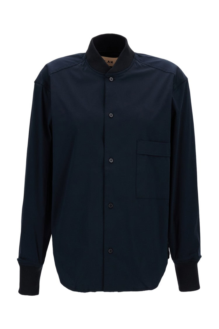 Plan C Casual Sport Shirt With Ribbed Trim