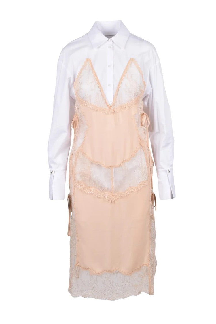 Patrizia Pepe Longuette Dress Lace - White/Beige