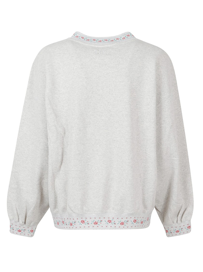 Chloé Cotton Floral Embroidered Sweatshirt