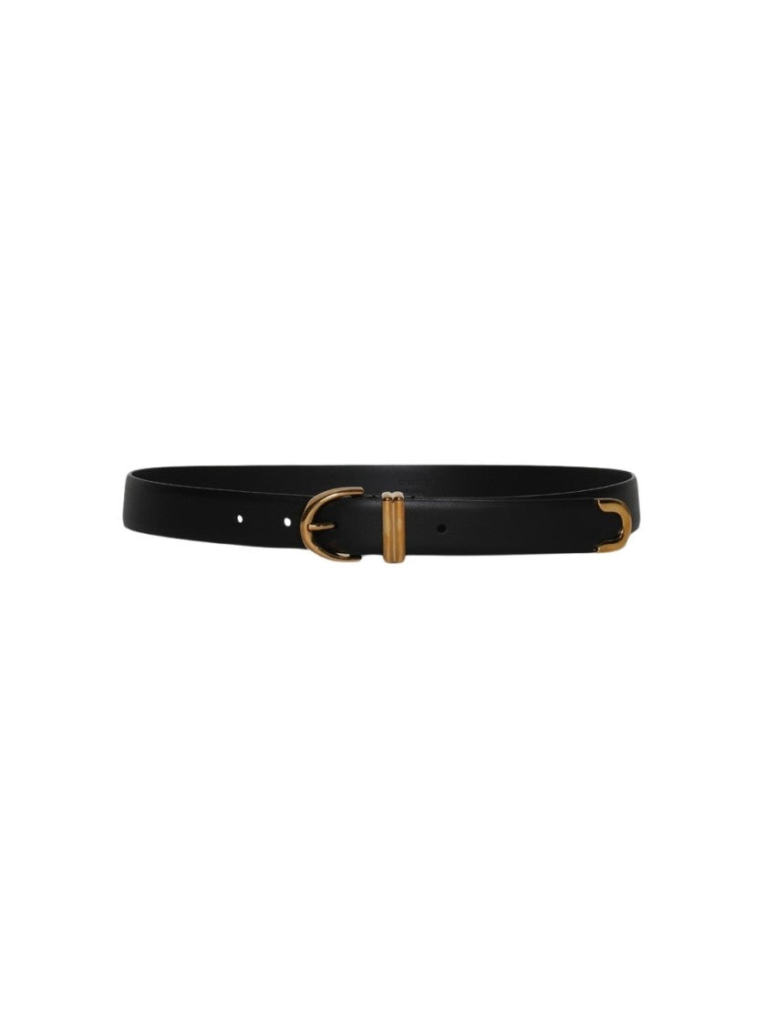 Khaite Bambi Skinny Belt With Gold Hardware Black