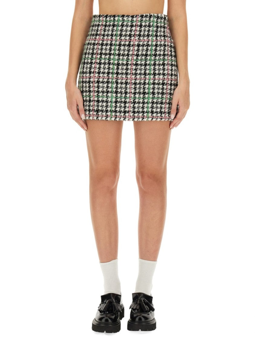 Msgm Classic Houndstooth Mini Skirt With Textured Finish