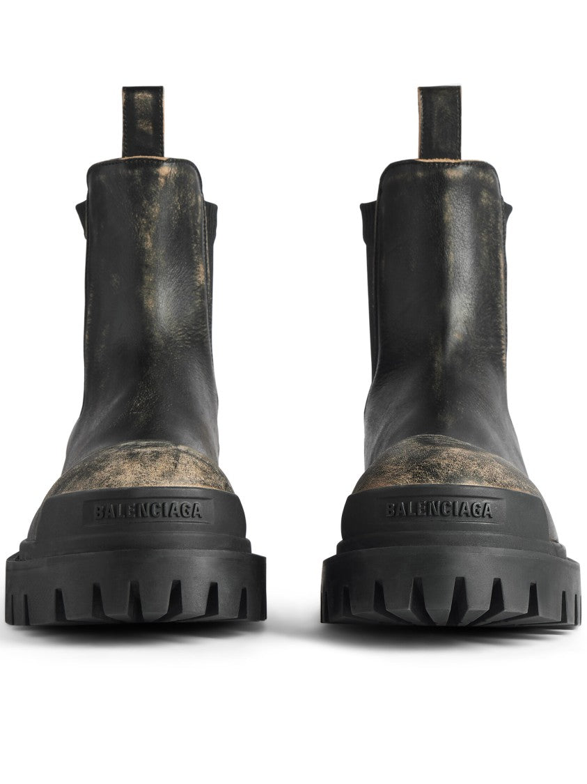 Balenciaga Black Strike Chels Chunky Leather Boots