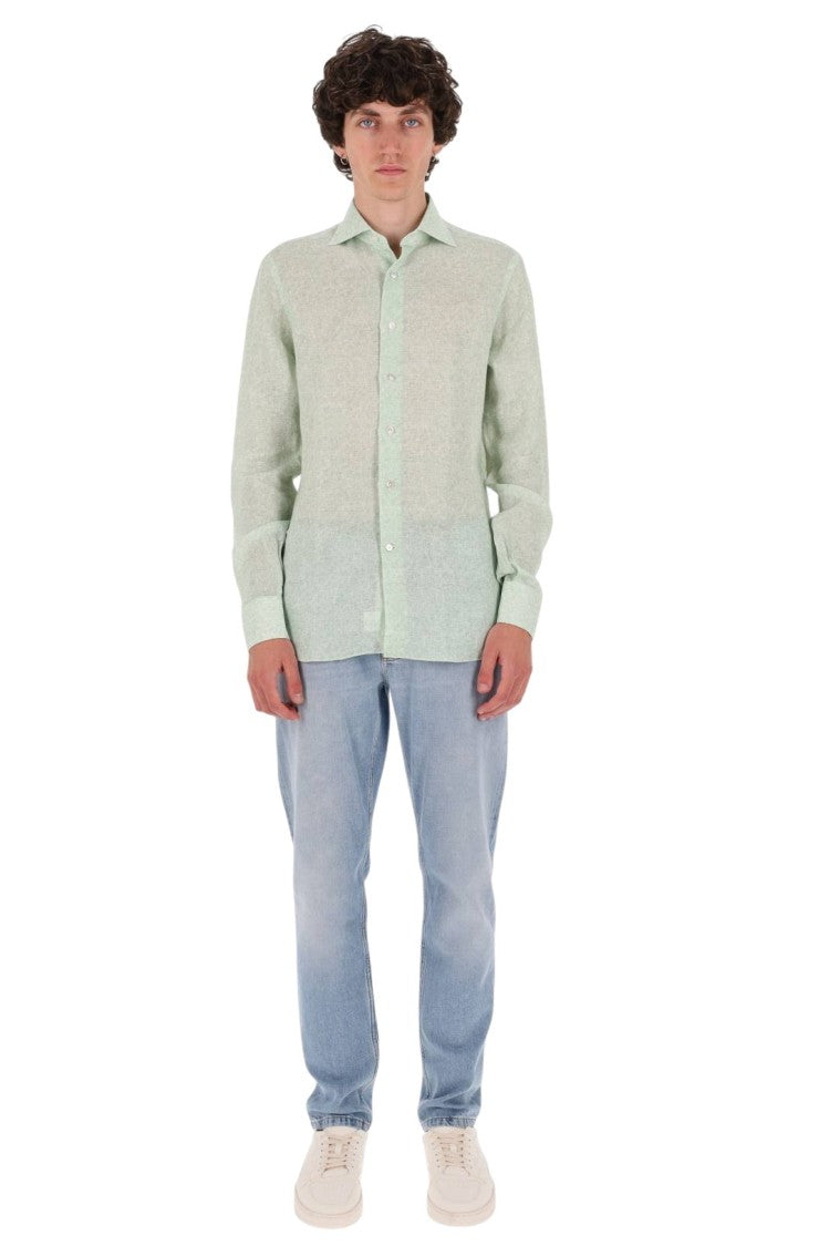 Borriello Green Melange Linen Shirt
