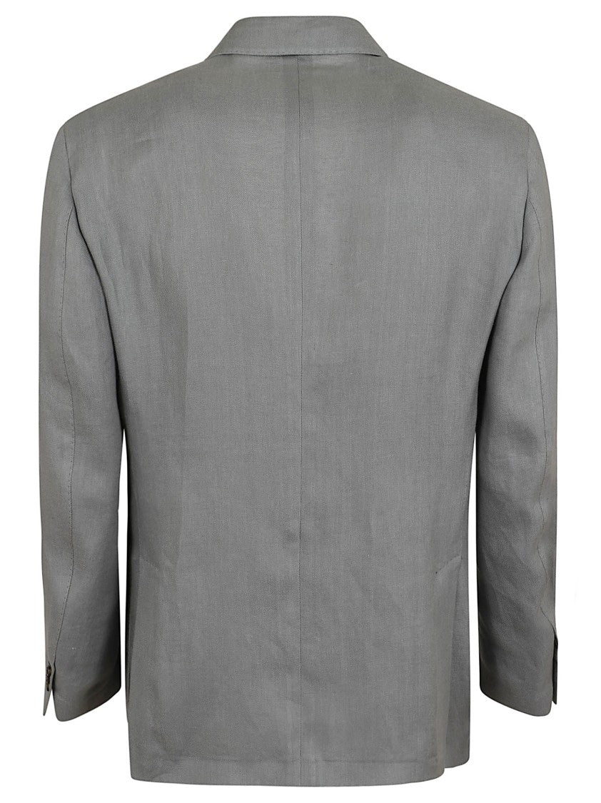 Lardini Refined Grey Linen Suit With Peak Lapels