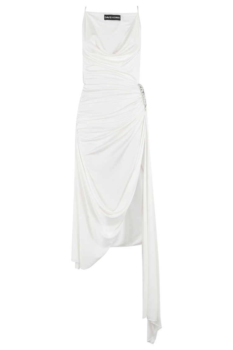 David Koma Crystal Claw Embr Detail Asymmetric Gown