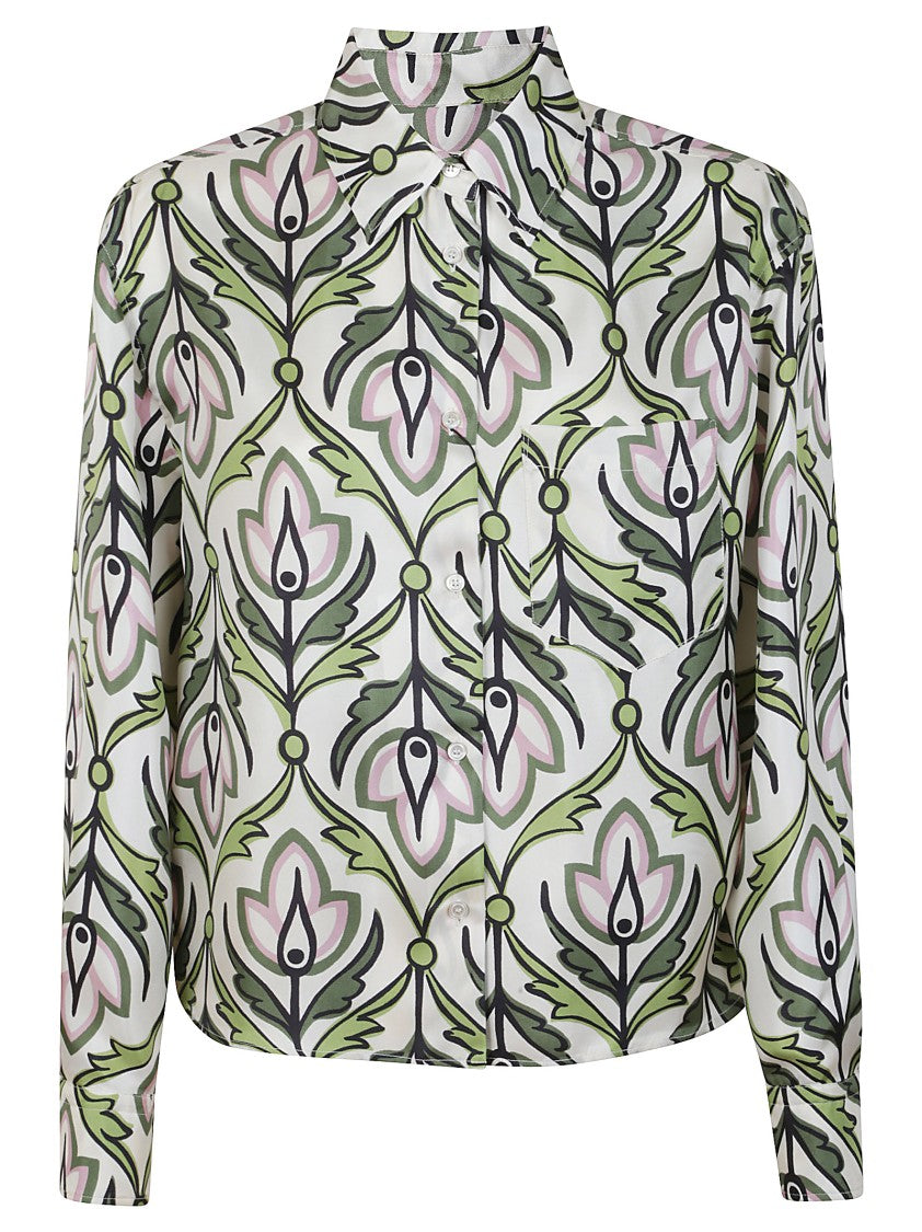 Max Mara Floral Pattern Silk Shirt With Classic Collar