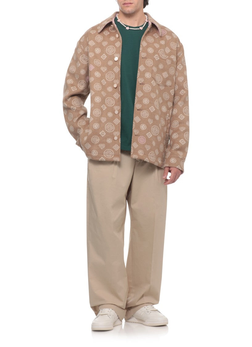 Casablanca Beige Metal Monogram Cotton Pants