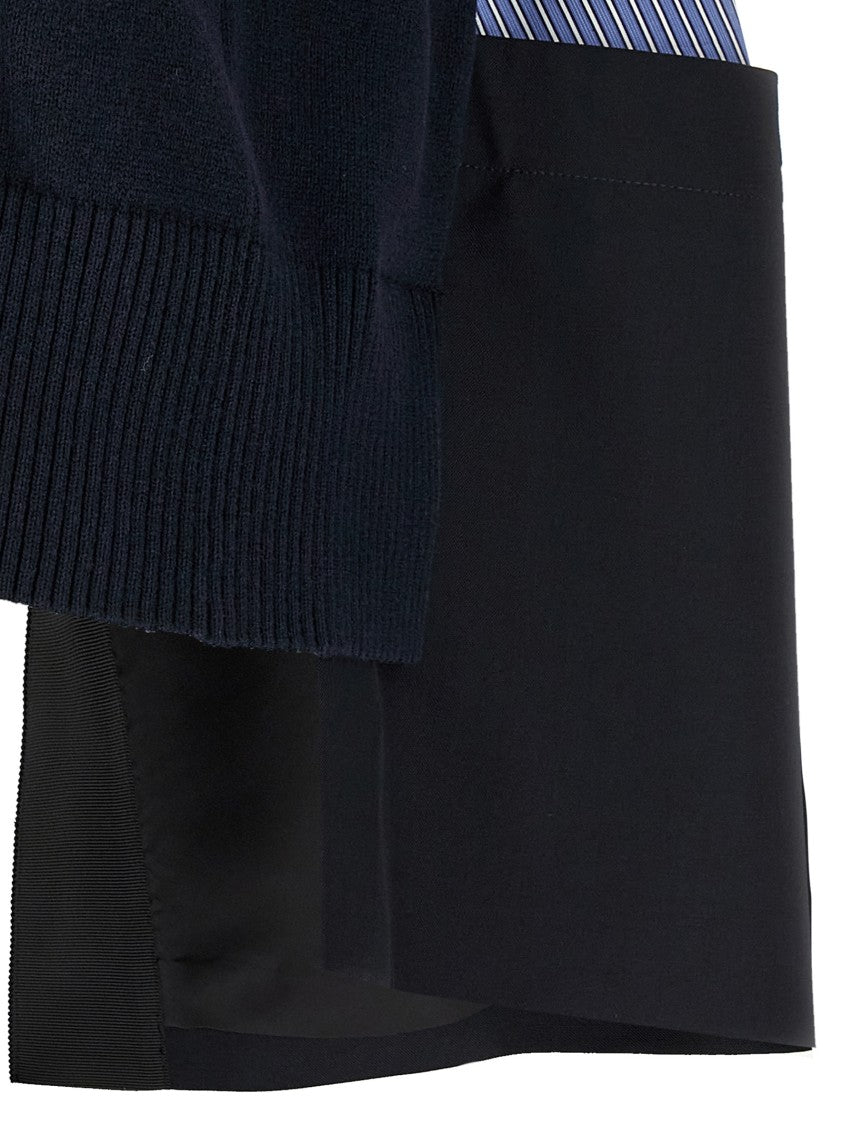 Sacai Asymmetrical Patchwork Knit Sweater With Unique Back Design