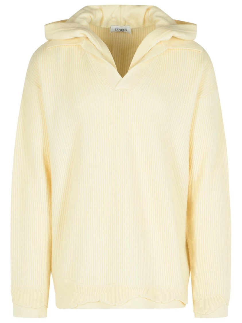 Laneus Ivory Wool Blend Sweater