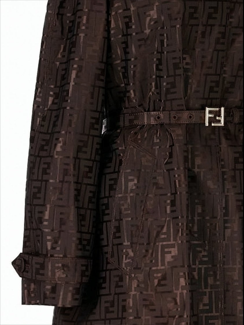 Fendi Belted Black Jacket With Embossed Detailing