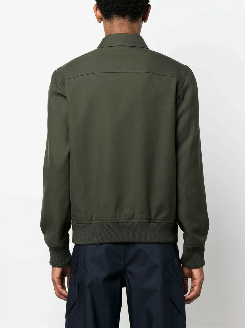 A.P.C. Green Bomber Jacket With Ribbed Details